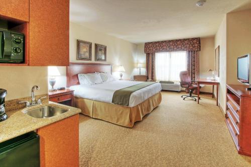 a hotel room with a bed and a sink at Holiday Inn Express Hotel & Suites Las Cruces by IHG in Las Cruces