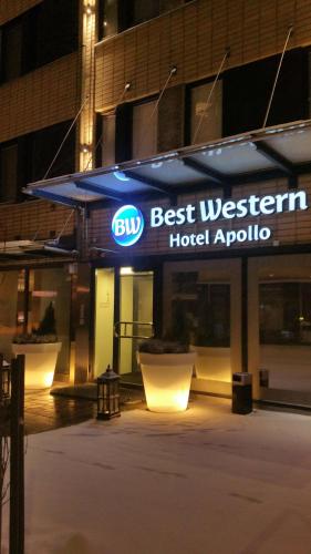 a best western hotel apollo sign in front of a building at Best Western Hotel Apollo in Oulu