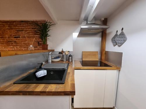 une cuisine avec un évier et un plan de travail dans l'établissement La Maison de Maila, à Toulouse