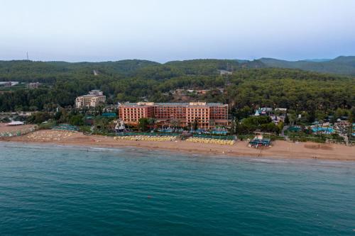 an aerial view of a beach with a resort at AQI Pegasos Royal in Avsallar