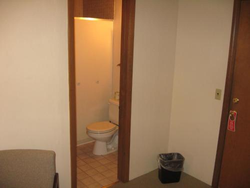 a small bathroom with a toilet in a room at Big Bears Lodge in West Dover