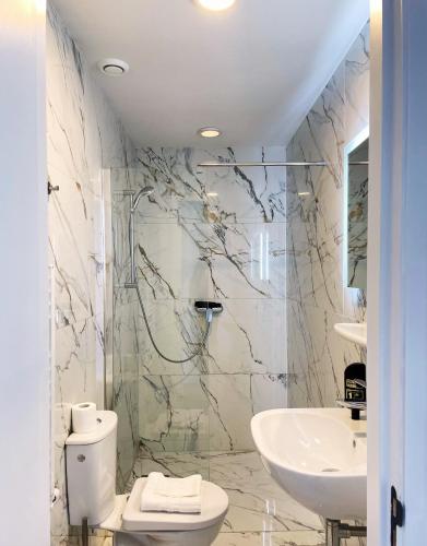 a bathroom with a toilet and a sink at Hotel Plantage in Amsterdam