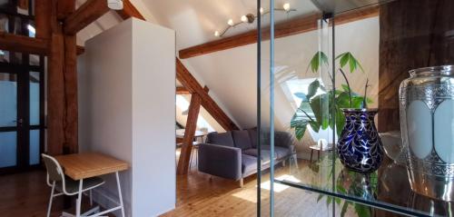 Posezení v ubytování Exklusive Penthouse Wohnung, nahe zur Schweiz