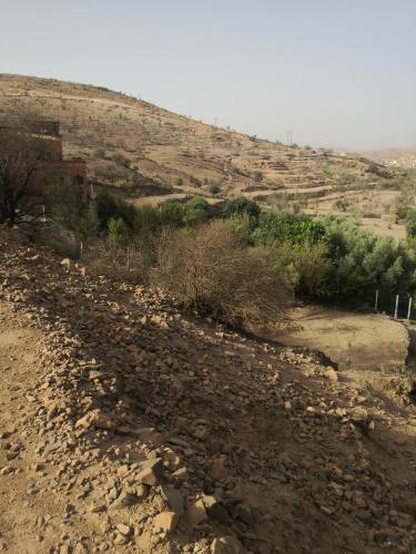 a rocky road in the middle of a field at Auberge Kasbah Amoun in Taliouine