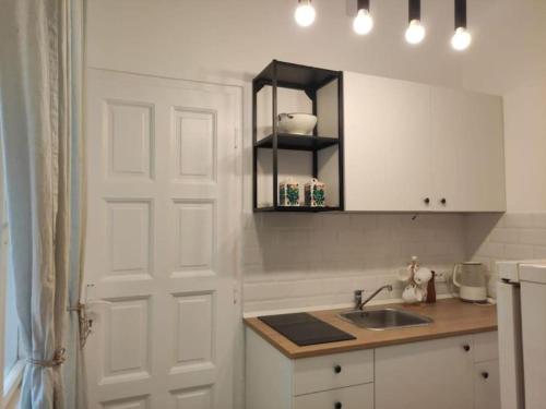 a kitchen with a sink and a white door at Golden Age Hollywood PROMO PRICE! in Vračar (historical)