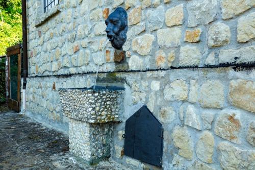 a wall with a lion head on the side of a building at Villa Allegra Apartments in The Nature in Pozzolgroppo