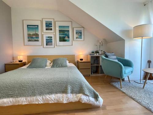 Ein Bett oder Betten in einem Zimmer der Unterkunft Bel appartement exposé Sud-ouest avec terrasse