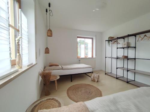 Ένα ή περισσότερα κρεβάτια σε δωμάτιο στο Ferienhaus Lieblingsplatz in Monheim