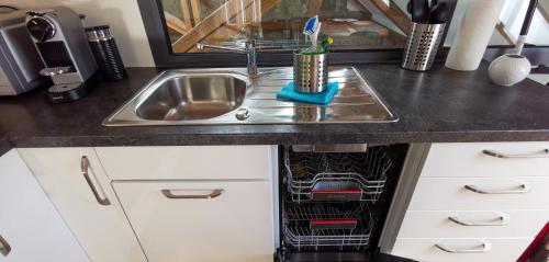 Kuchyň nebo kuchyňský kout v ubytování Exklusive Penthouse Wohnung, nahe zur Schweiz