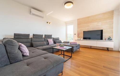 a living room with a couch and a flat screen tv at 3 Bedroom Awesome Apartment In Kozino in Kožino