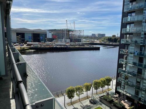 a view of a river from a building at Glasgow Harbour River West End in Glasgow