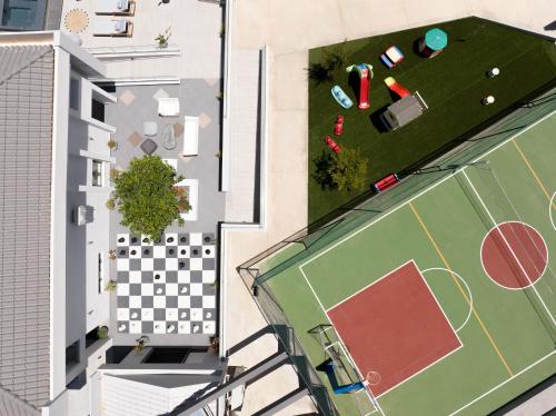 an overhead view of a tennis court on a building at Villa Kalliston in Rethymno Town