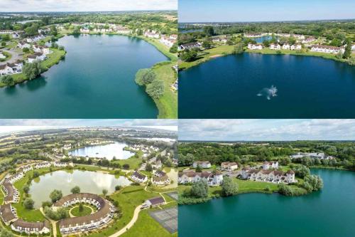 a collage of four pictures of a lake at Isis Lakes 09, ArtHouse in South Cerney