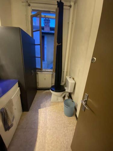 - une salle de bains avec toilettes dans une chambre avec fenêtre dans l'établissement Studio au cœur de Dijon, à Dijon