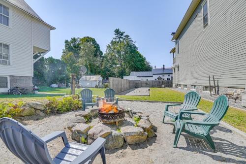 four chairs and a fire pit in a yard at Chestertown Retreat with Fire Pit, Near Gore Mtn! in Chestertown