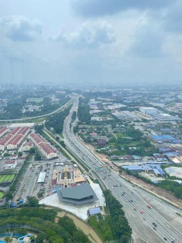 an aerial view of a city with traffic at H Residence Hill10 I-City in Shah Alam