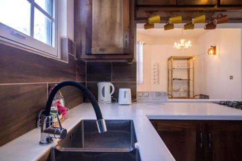 un comptoir de cuisine avec un évier et un évier dans l'établissement Rosehill Heights Modern 4 bedroom vacation rental, à Soufrière