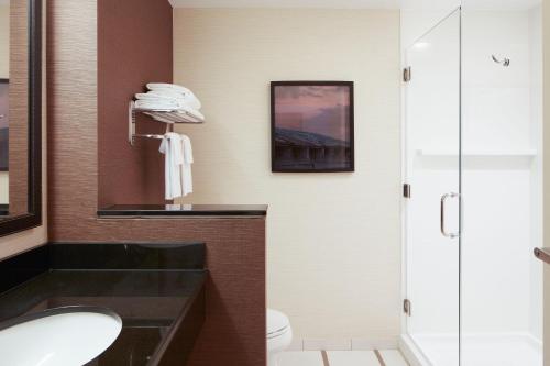a bathroom with a sink and a toilet at Fairfield Inn & Suites by Marriott DuBois in DuBois