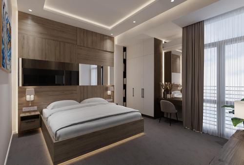 Кровать или кровати в номере Energy hotel Tashkent