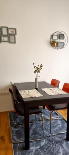 a dining room table with two chairs and a plant on it at Apartments in Graz in Graz