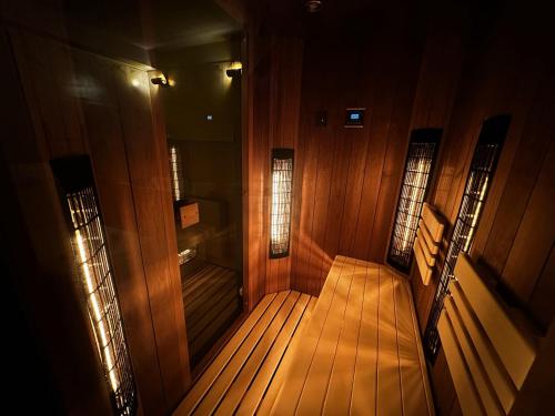 an overhead view of a wooden walkway at Apartmány DEER House in Hodkovice nad Mohelkou