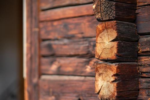 a wooden door on the side of a building at Der Gannerhof in Innervillgraten