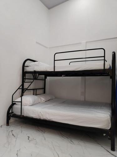 two bunk beds in a room next to a wall at Casa Cala in Bribri
