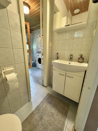 a bathroom with a sink and a toilet at Himos Hannula in Jämsä