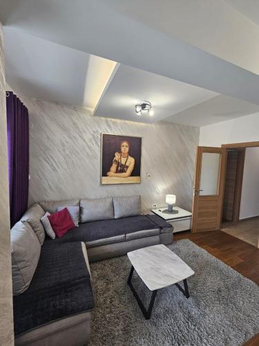 a living room with a couch and a table at AS Apartment in Podgorica