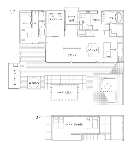 a floor plan of a house at Villa Metsä KARUIZAWA ヴィラメッサ軽井沢 in Karuizawa