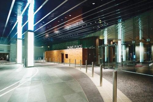 an empty lobby of a building with a store at Best Strip City Views Balcony Suite No Resort Fee in Las Vegas