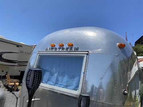 a silver trailer with the word american on it at Cowabunga in Fort Bragg