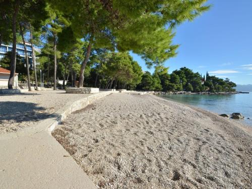 a sandy beach next to the water with trees at LaidBack Apartments - Standard One Bedroom Apartment with Balcony and Sea View Azur in Orebić