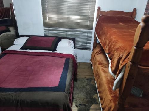 two beds sitting next to each other in a room at Alojamiento Carol in Melo