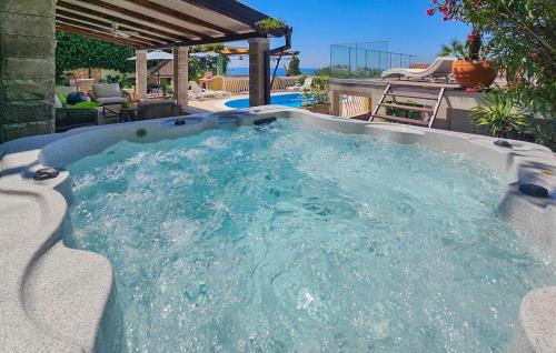 una grande piscina a sfioro in un cortile con patio di Stunning Home In Razanj a Ražanj