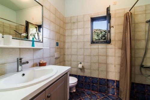 a bathroom with a sink and a toilet at Christos Place-Anidri in Palaiochora