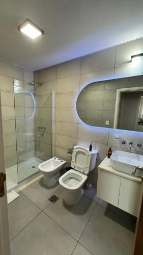 a bathroom with a toilet and a sink and a shower at Guesthouse Luxury in Córdoba
