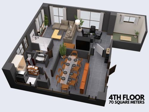 a model of a living room with floor plan at Historic Town in the Heart of Tokyo - Easy Access to Attractions in Tokyo
