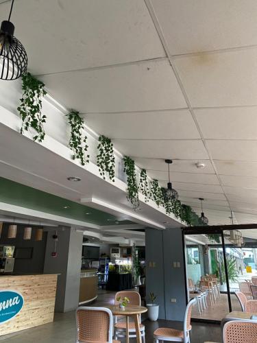a restaurant with chairs and plants on the ceiling at Cebu Century Plaza Hotel in Cebu City