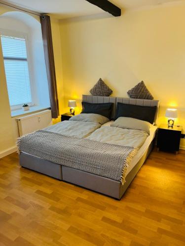 a bedroom with a large bed in a room at Apartment tenX Mittweida in Mittweida