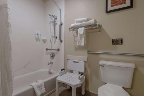 a bathroom with a toilet and a tub and a shower at Comfort Inn & Suites Alamosa in Alamosa