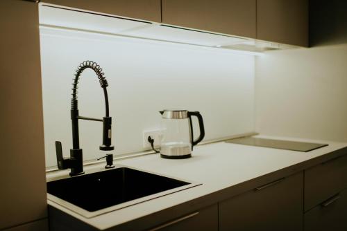 Kuchyň nebo kuchyňský kout v ubytování Skyline Luxury Suites