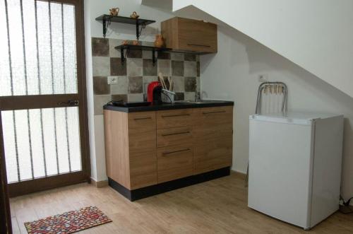 a kitchen with a sink and a refrigerator at San Biagio in San Lorenzo Nuovo