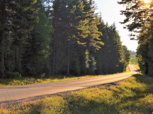 an empty road with trees on the side of it at 4 person holiday home in TINGSRYD in Tingsryd