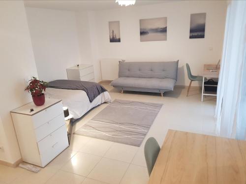 Χώρος καθιστικού στο Cosy new Studio close to airport, UN, palexpo !