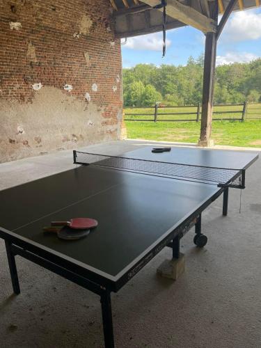- une table de ping-pong à l'intérieur d'un bâtiment dans l'établissement Gîte à la campagne groupe et famille 3 chambres Espace Jacuzzi hammam SPA, à Lorris