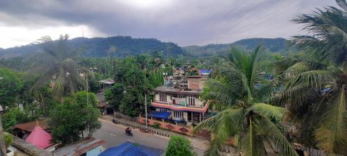 an aerial view of a town with palm trees at Selfie n Studio Homestay in Khānāpāra