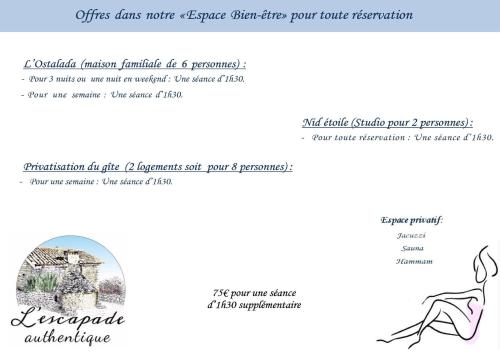 a page of a website with a picture of a woman at L'Escapade Authentique in Brouchaud