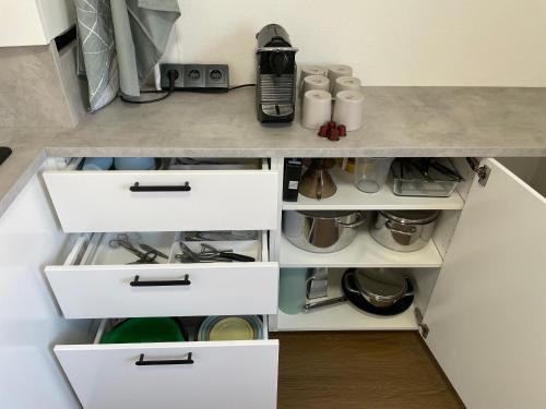 Kuchyň nebo kuchyňský kout v ubytování Hyggepartment Erlangen Zentrum