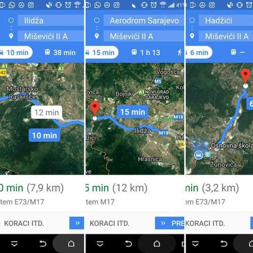 a screenshot of a cell phone screen with a map at Cottage Eminem with garden and view of Sarajevo in Hadžići